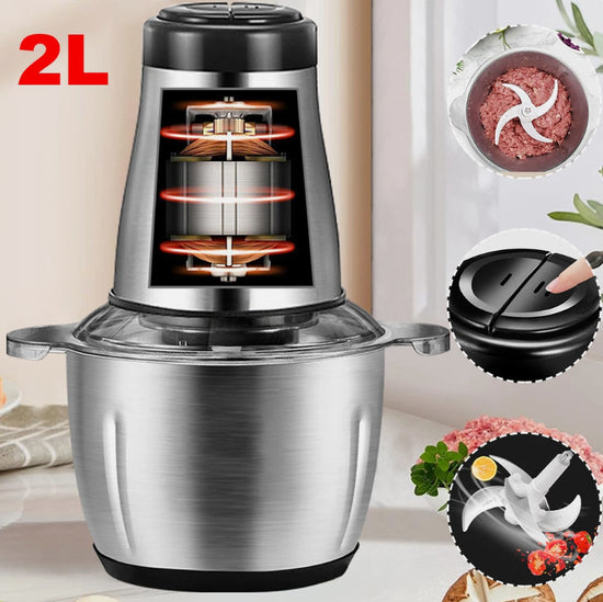 2L Electric Chopper Food Processor Multi Blender Meat Grinder Vegetable Mixer UK